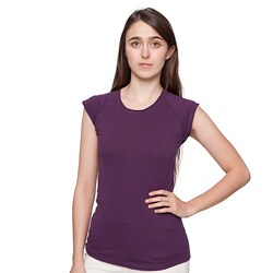 American Apparel Women's Eggplant Sheer Jersey Cotton Cap-sleeve Tee (XLarge)