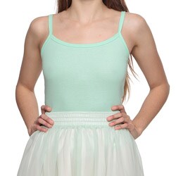 American Apparel Women's Baby Rib Lime Spaghetti Tank 