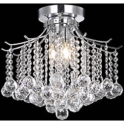 Crystal 3-light Chrome Chandelier Flush Mount