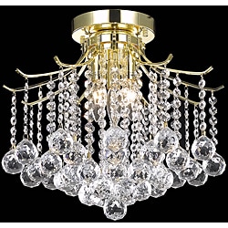 Crystal 3-light Gold Chandelier Flush Mount
