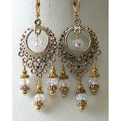 Palmtree Gems Goldtone Crystal 'Isabella' Chandelier Earrings