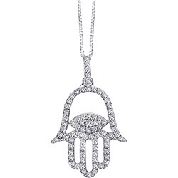 14k White Gold 1/3ct TDW Diamond Hamsa Necklace (G-H, I1-I2)