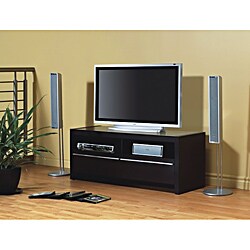 Cappuccino Hollow Core Wood and Glass TV Console