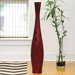 PoliVaz Red Bamboo Medium Decorative Vase (Indonesia)
