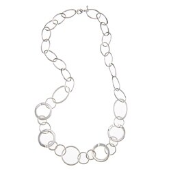 Roman Silvertone Open Circle Link 28-inch Necklace