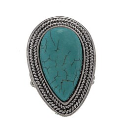 NEXTE Jewelry Silvertone Faux Turquoise Teardrop Stretch Ring