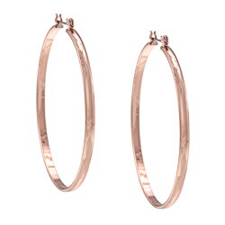 NEXTE Jewelry Rose Goldtone Razors Edge Round Hoop Earrings