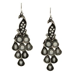 Kate Bissett Silvertone Peacock Earrings