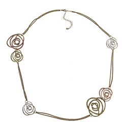 Kate Bissett Tri-color Filigree Rose Station Necklace