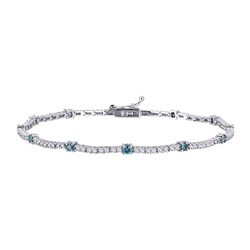 14k White Gold 1 1/2ct TDW Blue and White Diamond Bracelet (G-H, I1-I2)
