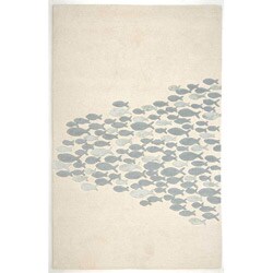 Hand-tufted Beige Wool/ Art Silk Area Rug (5' x 8')