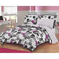 Graphic Daisy 7-piece Full-size Bed in a Bag with Sheet Set