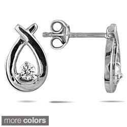 10k White Gold 1/6ct TDW Diamond Open Teardrop Earrings
