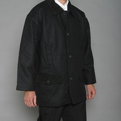 Trenders Men's Black Wool-blend Coat