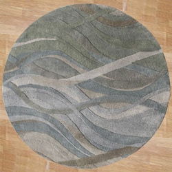 Handmade Classic Grey/Green Wool Area Rug (8' Round)