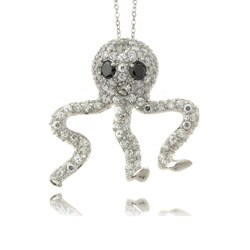 Gem Jolie Silvertone Clear Cubic Zirconia Octopus Necklace