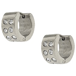 Stainless Steel Crystal Hoop Earrings