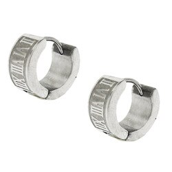 Moise Stainless Steel Roman Numerals Mini-Hoop Earrings