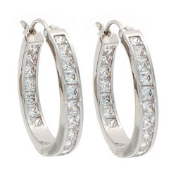 NEXTE Jewelry Silvertone Cubic Zirconia Hoop Earrings