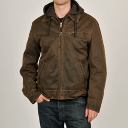 R & O Men's Brown Antiqued Cotton Hooded Jacket