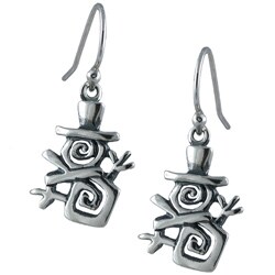 Silvermoon Sterling Silver Swirl Outline Snowman Earrings