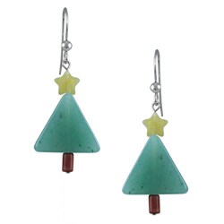 Silvermoon Sterling Jasper and Aventurine Holiday Earrings 