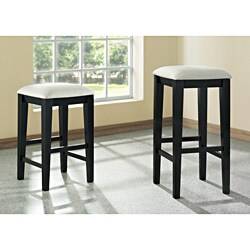 Black Grain and Grey Fabric 24-in Barstools (Set of 2)