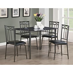 Black Marble and Metal 5-piece Dining Set