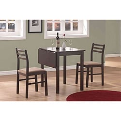 Cappuccino 3-piece Solid Top Drop-leaf Dinette Set