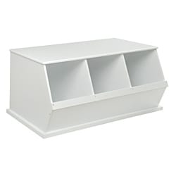 Three Bin Stackable Storage Cubby in White
