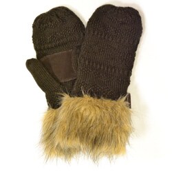 Muk Luks Brown Faux Fur Cuff Mittens