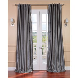 Storm Grey Vintage 120-inch Faux Textured Dupioni Silk Curtain Panel