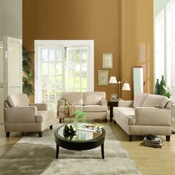 ETHAN HOME Stewart Beige Track Arm Modern 3-piece Living Room Set