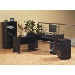 Cappuccino Computer Desk with Tempered Glass