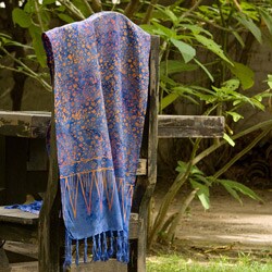 Rayon Batik Colorful Floral Shawl (Indonesia)