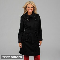 London Fog Women's Dark Truffle Belted Trench Coat