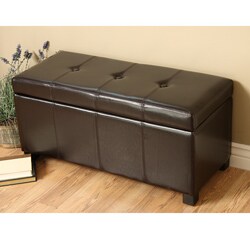 Warehouse of Tiffany Ariel Brown Faux Leather Storage Bench