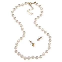 Roman Cream Faux Pearl Earring and Necklace Set