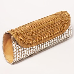 Antique and Beige Embroidery Patna Clutch (India)