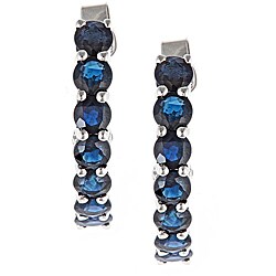 Dyach Sterling Silver Blue Ceylon Sapphire and Diamond Arc Earrings