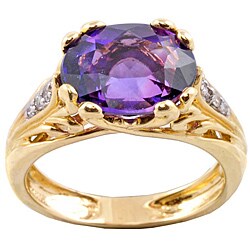 Michael Valitutti 14k Gold Uruguay Amethyst and Diamond Ring