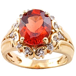 Michael Valitutti 14k Gold Red Sunstone and 1/6ct TDW Diamond Ring (I-J, I1-I2)