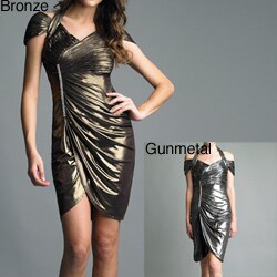Issue New York Women's Lame Rhinestone Ruched Cocktail Dress