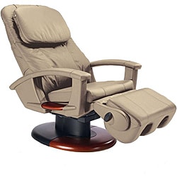 Cream Wood Accented Human Touch Stretching Massage Chair (Refurbished)