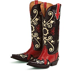 Lane Boots Women's Black/ Red 'Margaret' Cowboy Boots