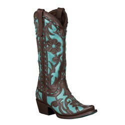 Lane Boots Women's Brown/ Turquoise 'Poison' Cowboy Boots