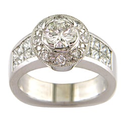 18k White Gold 2 1/3ct TDW Certified Clarity-Enhanced Round Diamond Engagement Ring (G-H,SI1 )