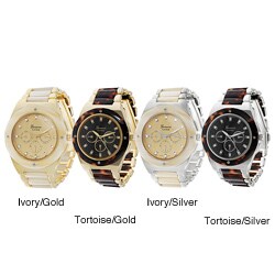 Geneva Platinum Women's Rhinestone Decorative Chronograph Link Watch