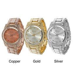 Geneva Platinum Women's Rhinestone-accented Link Watch