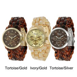 Geneva Platinum Women's Rhinestone Decorative Chronograph Link Watch